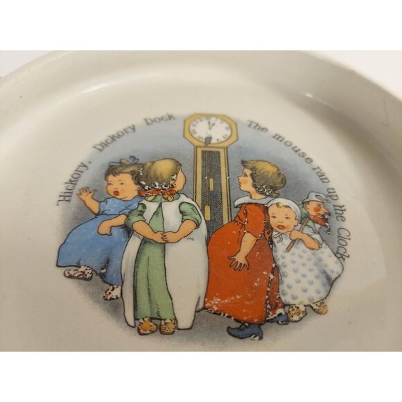 TPCO Co. Vintage Antique Baby Dish Hickory Dickory Dock, Mouse Ran Up the Clock - Picture 2 of 7